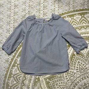 J.Crew Crewcuts Girl's 3/4 Sleeve Shirt Top Size 10 Striped Blue White Cotton